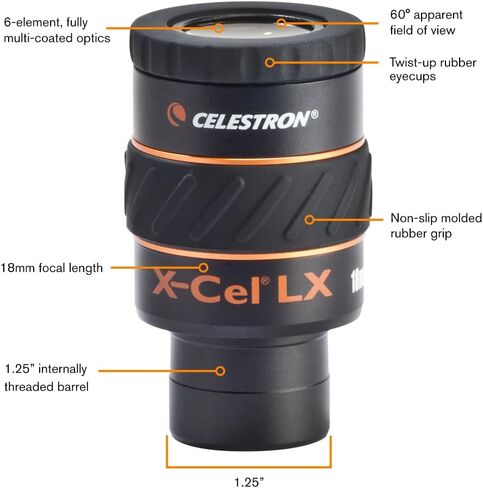 عدسة سيليسترون X-Cel LX مقاس 18 مم للتلسكوبات - مناظر متوسطة الطاقة in Saudi Arabia