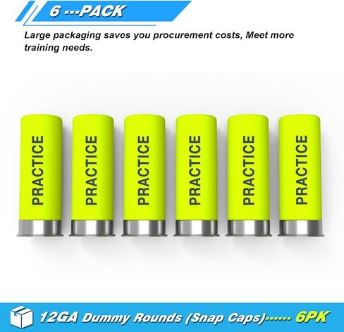 12GA Snap Caps Dummy Rounds - وزن مغلق وحجم دقيق للتدريب الآمن على الأسلحة النارية، واختبار إلقاء الأخطاء وممارسة الحرائق الجافة (6 قطع) in Saudi Arabia