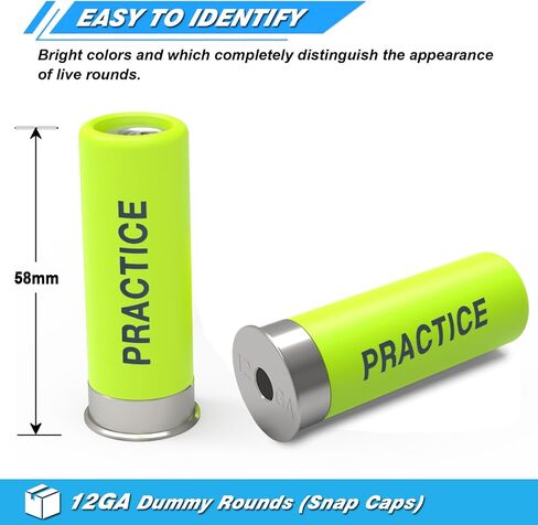 12GA Snap Caps Dummy Rounds - وزن مغلق وحجم دقيق للتدريب الآمن على الأسلحة النارية، واختبار إلقاء الأخطاء وممارسة الحرائق الجافة (6 قطع) in Saudi Arabia