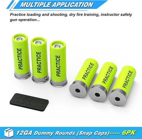12GA Snap Caps Dummy Rounds - وزن مغلق وحجم دقيق للتدريب الآمن على الأسلحة النارية، واختبار إلقاء الأخطاء وممارسة الحرائق الجافة (6 قطع) in Saudi Arabia