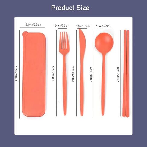 6 Pack Wheat Straw Cutlery, Portable Travel Utensils Spoon Fork Knife, Reusable Flatware Set with Case for Travel Office Lunch Camping Daily Use(6 Colors) in Saudi Arabia