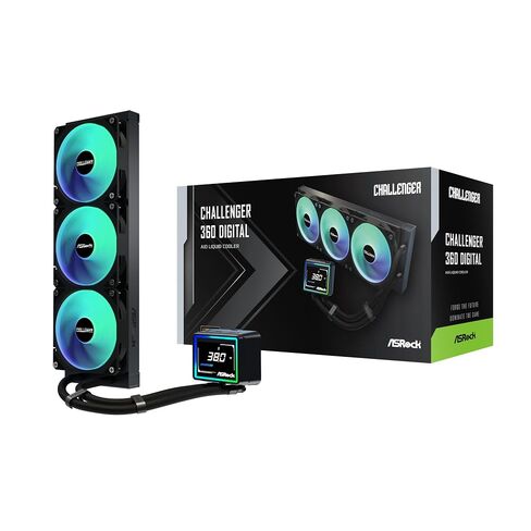 ASRock Challenger White 360 ​​مبرد وحدة المعالجة المركزية السائل الرقمي الكل في واحد، شاشة ذكية 3 بوصة، مشعاع 360 مم، مضخة ثلاثية الطور، ARGB، ضمان لمدة 6 سنوات in Saudi Arabia
