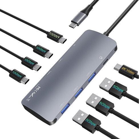 موزع USB C بسرعة 10 جيجابت في الثانية، ومقسم USB C مع إخراج فيديو 4K@60 هرتز، وشحن توصيل الطاقة 100 واط، ونقل البيانات، ومحول USB4 Hub متعدد المنافذ لأجهزة MacBook Pro/Air، وiPad Pro، وMac mini والمزيد من الأجهزة من النوع C in Saudi Arabia