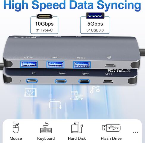 موزع USB C بسرعة 10 جيجابت في الثانية، ومقسم USB C مع إخراج فيديو 4K@60 هرتز، وشحن توصيل الطاقة 100 واط، ونقل البيانات، ومحول USB4 Hub متعدد المنافذ لأجهزة MacBook Pro/Air، وiPad Pro، وMac mini والمزيد من الأجهزة من النوع C in Saudi Arabia