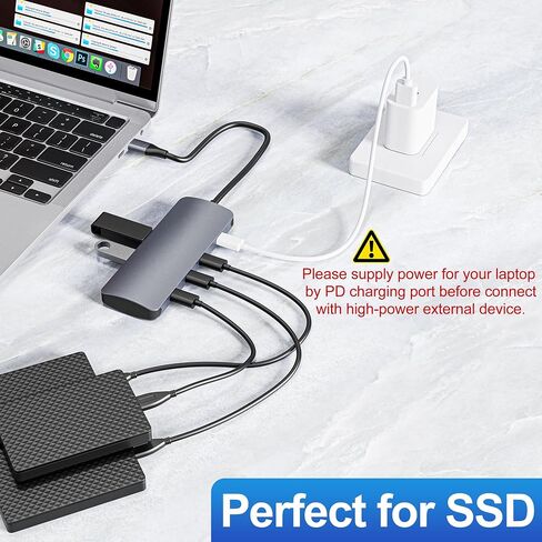 موزع USB C بسرعة 10 جيجابت في الثانية، ومقسم USB C مع إخراج فيديو 4K@60 هرتز، وشحن توصيل الطاقة 100 واط، ونقل البيانات، ومحول USB4 Hub متعدد المنافذ لأجهزة MacBook Pro/Air، وiPad Pro، وMac mini والمزيد من الأجهزة من النوع C in Saudi Arabia