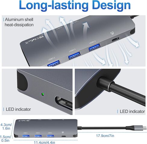 موزع USB C بسرعة 10 جيجابت في الثانية، ومقسم USB C مع إخراج فيديو 4K@60 هرتز، وشحن توصيل الطاقة 100 واط، ونقل البيانات، ومحول USB4 Hub متعدد المنافذ لأجهزة MacBook Pro/Air، وiPad Pro، وMac mini والمزيد من الأجهزة من النوع C in Saudi Arabia
