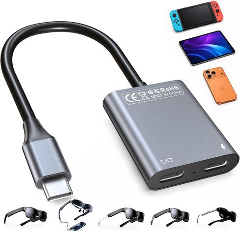 USB C to Glasses Charging Adapter, Charge & Play AR Glasses Adapter – 100W PD Charging & 4K@60Hz Output for Switch (Not Switch 2)/Steam Deck/PS5/Mac/iPhone/Laptop/Viture/Rokid/Xreal/RayNeo AR Glasses in Saudi Arabia