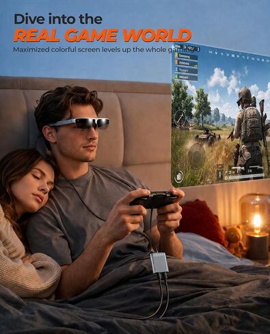USB C to Glasses Charging Adapter, Charge & Play AR Glasses Adapter – 100W PD Charging & 4K@60Hz Output for Switch (Not Switch 2)/Steam Deck/PS5/Mac/iPhone/Laptop/Viture/Rokid/Xreal/RayNeo AR Glasses in Saudi Arabia