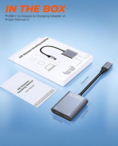 USB C to Glasses Charging Adapter, Charge & Play AR Glasses Adapter – 100W PD Charging & 4K@60Hz Output for Switch (Not Switch 2)/Steam Deck/PS5/Mac/iPhone/Laptop/Viture/Rokid/Xreal/RayNeo AR Glasses in Saudi Arabia