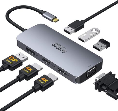 Selore USB C Hub with Wireless Charging for MacBook: 4K@60Hz HDMI, 100W PD, 15W Qi2 + 5W Wireless, 10Gbps Ports, iPhone Mirroring Docking Station & Magsafe Stand, Space-Saving Desk Organizer in Kuwait