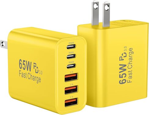 USB C Fast Charger Block, 65W USBC Wall Charger Cube, iPhone Charger Fast Charging Plug, 2Pack 6-Port Multi Port Charging Brick Power Adapter Type C Chargers for iPhone 17/16/15/14/13/12 Pro Max, iPad in Saudi Arabia