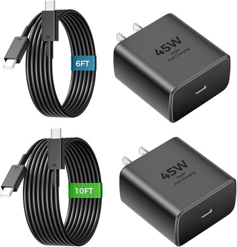45W USB C Super Fast Charger Type C Charger Fast Charging Android Phone Charger Block with 10FT&6FT Type C Charging Cable for Samsung Galaxy S26 Ultra/S26/S26+/S25/S24/S23/S22/S21+/iPhone 17/16/15 in Saudi Arabia