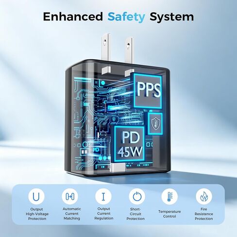 45W USB C Super Fast Charger Type C Charger Fast Charging Android Phone Charger Block with 10FT&6FT Type C Charging Cable for Samsung Galaxy S26 Ultra/S26/S26+/S25/S24/S23/S22/S21+/iPhone 17/16/15 in Saudi Arabia