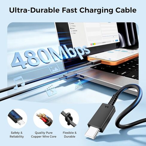 45W USB C Super Fast Charger Type C Charger Fast Charging Android Phone Charger Block with 10FT&6FT Type C Charging Cable for Samsung Galaxy S26 Ultra/S26/S26+/S25/S24/S23/S22/S21+/iPhone 17/16/15 in Saudi Arabia