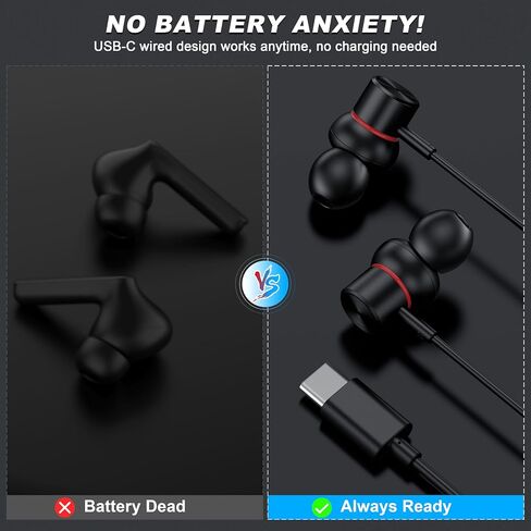 Active Noise Cancelling Earbuds Wired USB C Headphones for iPhone 17 16 15 in Saudi Arabia