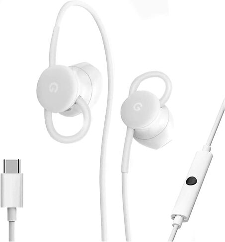 سماعة أذن Google Earbuds السلكية USB-C، ملاءمة مريحة، عناصر تحكم مضمنة، متوافقة مع الهواتف من النوع C - أبيض (البيع بالتجزئة) in Saudi Arabia