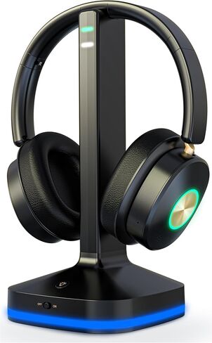 Wireless Headphones for TV, TV Headphones Wireless for Senior with Digital Optical RCA AUX 3.5 MM Transmitter Charging Dock, Over Ear Headphones with Low Latency & HiFi Sound, Gifts for Parent/Elderly in Saudi Arabia