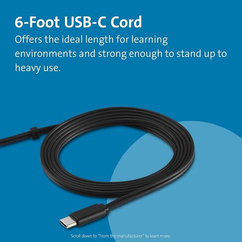 سماعات رأس كينسينغتون USB-C هاي فاي، على الأذن للأطفال، للمدرسة، للبالغين، عصابة رأس مبطنة قابلة للتعديل، سلك بطول 6 أقدام (K97456WW)، أسود in Saudi Arabia