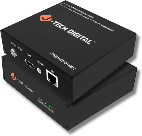 J-Tech Digital HDMI IPTV Encoder, 4K 60Hz Input 1080p 60Hz Output H.264 H.265 Video Encoder with Audio Input, Supports UDP, HTTP, RTSP, RTMP, RTMPS, SRT, HLS, FLV, ONVIF Protocols [JTECH-ENCH4AV2] in Saudi Arabia