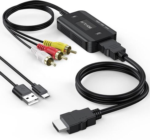 VCR to HDMI Converter, Red Yellow White AV RCA to HDMI Adapter 720P/1080P in Saudi Arabia