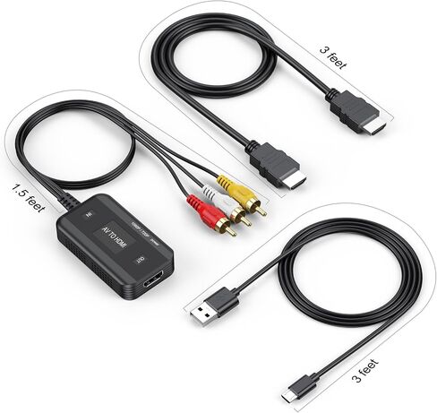 VCR to HDMI Converter, Red Yellow White AV RCA to HDMI Adapter 720P/1080P in Saudi Arabia