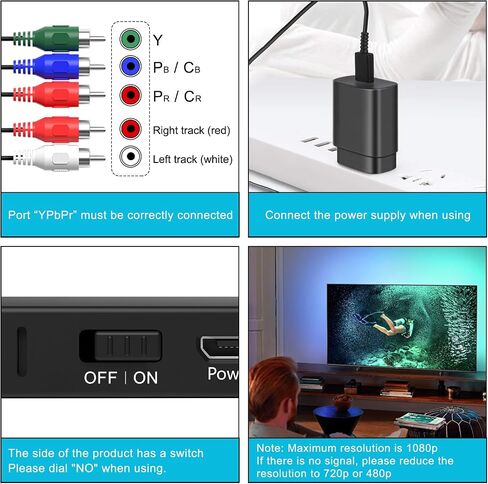 HDMI to Component Converter, HDMI to YPbPr Adapter Support 1080P/720p Compatible DVD, VCD, PS3/PS4, Xbox, Wii to New HD TV/Monitor. in Saudi Arabia