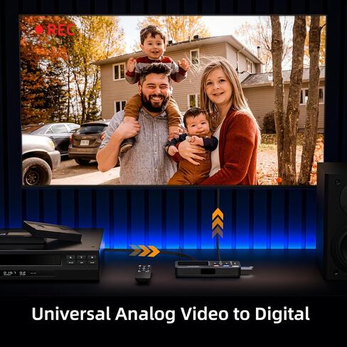 VHS to Digital Converter with Remote,Compatible with VHS, VCR, DVR, DVD, Cassette, Hi8, Mini DV, Camcorder, Gaming Consoles(VCR, VHS/DVD Player, Camcorder Required) in Saudi Arabia