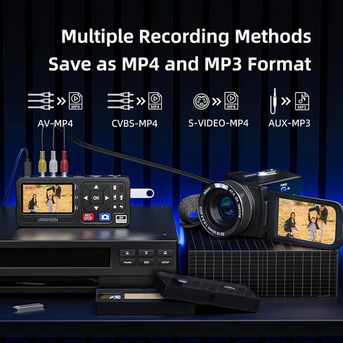 VHS to Digital Converter with Remote,Compatible with VHS, VCR, DVR, DVD, Cassette, Hi8, Mini DV, Camcorder, Gaming Consoles(VCR, VHS/DVD Player, Camcorder Required) in Saudi Arabia
