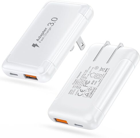 [2-Pack] 2026 Updated 50W USB C Wall Charger Block, Flat Dual Port PD Fast Type C Charging Plug,Foldable & Slim Multiport Power Adapter Charging Brick for iPhone 17,16,15,14,13,iPad,AirPods,Samsung in Saudi Arabia