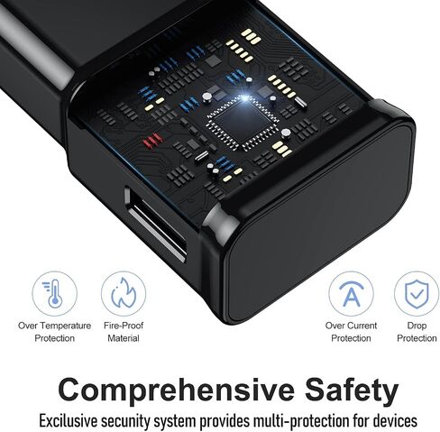 شاحن سامسونج جالاكسي S10/S9/S8 2 حزمة مع كابل USB-C 6FT أسود in Saudi Arabia