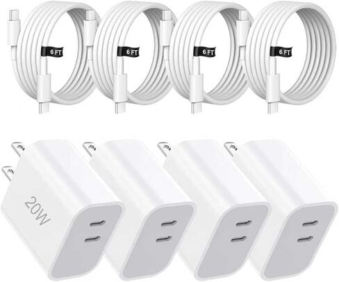 شاحن USB C مزدوج المنفذ يشحن بسرعة مع كابل شحن سريع 6FT لهاتف iPhone 17/16/15 in Saudi Arabia