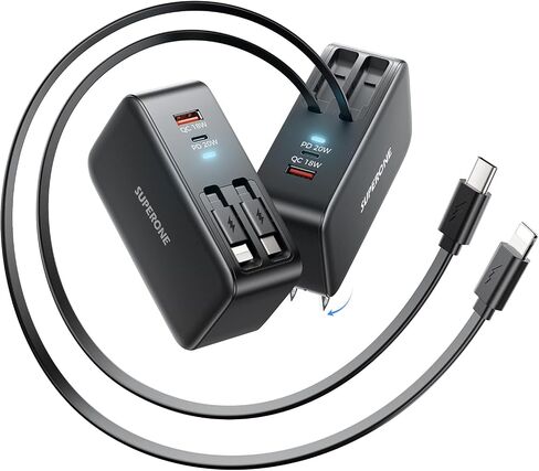 شاحن آيفون قابل للسحب من سوبر وان، 4 في 1 كتلة شاحن USB C in Saudi Arabia