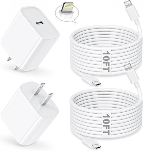 شاحن iPhone سريع، شاحن iPhone شحن سريع 2 حزمة PD 6FT نوع C سريع USB C إلى كابل Lightning شاحن سريع iPhoneUSB C قابس حائط لـ iPhone14 13 12 11 Pro Max XR XS X، iPad، AirPods in Saudi Arabia
