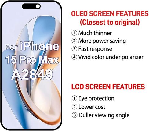 Soft OLED for iPhone 15 Pro Max Screen Replacement 6.7 inch 120hz in Saudi Arabia