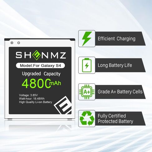 SHENMZ Galaxy S4 Battery,[Upgraded] 4800mAh Li-Polymer EB-B600BE Replacement Battery for Samsung Galaxy S4 EB-B600BE,AT&T I337,Verizon I545,Sprint L720,T-Mobile M919,R970,I9500,I9505 in Saudi Arabia