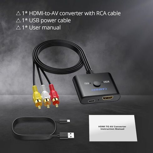 CAMWAY HDMI to RCA Converter for Fire Stick,Roku,Chromecast,Old TV with RCA in Saudi Arabia