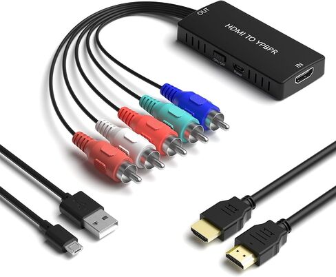 HDMI to Component Converter, YPbPr + R/L Audio Adapter Converter 1080P 5RGB Converter for Blu-ray DVD, STB, PC, Xbox, Roku, DVD Players in Saudi Arabia