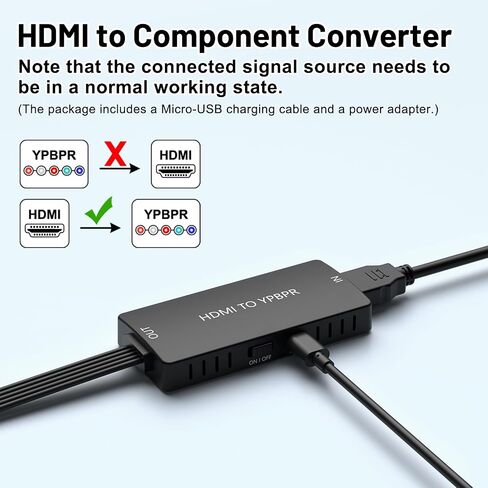HDMI to Component Converter, YPbPr + R/L Audio Adapter Converter 1080P 5RGB Converter for Blu-ray DVD, STB, PC, Xbox, Roku, DVD Players in Saudi Arabia