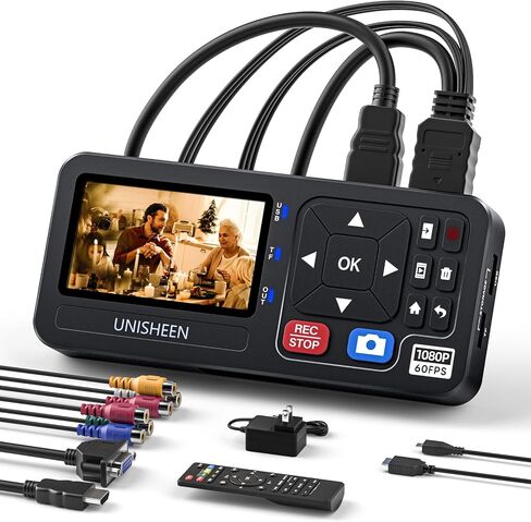4K Capture Box-1080P 60FPS Video to Digital Converter 4K HDMI/CVBS/VGA/YPBPR Inputs Video Recorder Capture from VCR, DVD, VHS Tapes, Hi8, Camcorders, Gaming Systems in Saudi Arabia