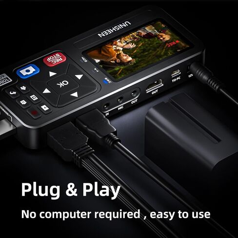 4K Capture Box-1080P 60FPS Video to Digital Converter 4K HDMI/CVBS/VGA/YPBPR Inputs Video Recorder Capture from VCR, DVD, VHS Tapes, Hi8, Camcorders, Gaming Systems in Saudi Arabia