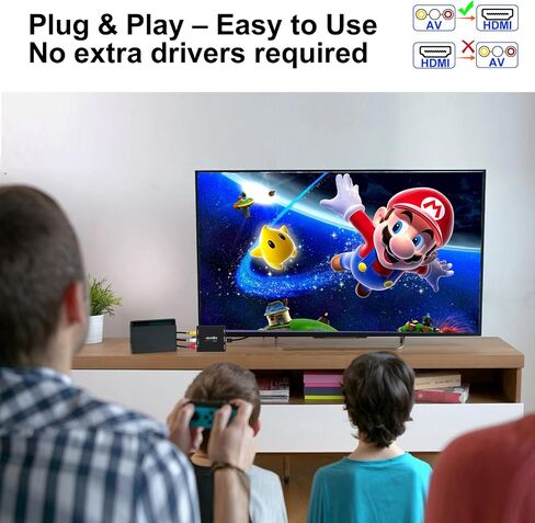 محول zowietek AV/RCA/CVBS إلى HDMI، ألومنيوم ممتاز متين، لا يوجد تأخير للألعاب، التوصيل والتشغيل، مفتاح 4:3/16:9، طاقة من النوع C، متوافق مع Wii، N64، PS، SNES، DVD، VHS، VCR، PC in Saudi Arabia
