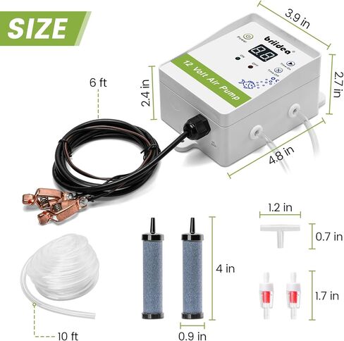 Aerator for Bait Bucket, Briidea 12 Volt Livewell Aerator Pump System with Timing Cycle Function, Dual Outlet, Designed for Use in Fresh and Salt Water to Keep Your Bait Fish Alive in Kuwait