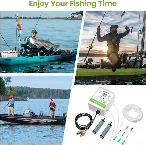 Aerator for Bait Bucket, Briidea 12 Volt Livewell Aerator Pump System with Timing Cycle Function, Dual Outlet, Designed for Use in Fresh and Salt Water to Keep Your Bait Fish Alive in Kuwait