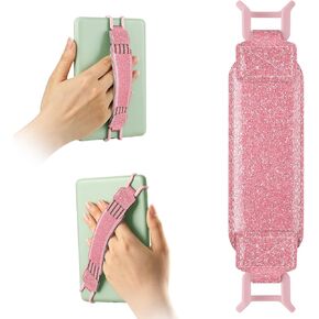 HoYiXi Universal Soft Elastic Hand Strap for 6-7'' eReader, Compatible with Kindle, Kobo, Pocketbook, Tolino, High-Elasticity Hand Strap Finger Grip Holder for 6'',6.8", 7" eReader,Pink Glitter in Saudi Arabia