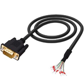 DB9 Male Connector RS232 RS485 9 Pin Serial Port Extension Cable D-SUB 9 Pin to Bare Wire with Terminal Breakout -Black-1M (DB9 Male) in Saudi Arabia