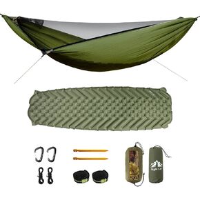 Night Cat Hammock with Mosquito Net: Portable Kit with Sleeping Pad for Solo Camping Durable Nylon Compact Lightweight Spacious 11ft Hammock for Backpacking Hiking Travel Yard and Outdoor Activities in Saudi Arabia