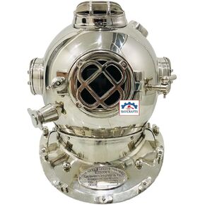 Vintage U.S. Navy Mark V Deep Sea Diving Helmet | Martime Ship's Decorative Helmet | Chrome Finish Divers Helmet Nautical Gift in Saudi Arabia