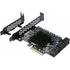 بطاقة توسيع PCIe x4 ذات 10 منافذ SATA 3.0 بسرعة 6 جيجابت في الثانية، وحدة تحكم تخزين مع دعامة منخفضة المستوى و10 كابلات، لخادم SSD HDD NAS، متوافق مع Windows Linux in Saudi Arabia