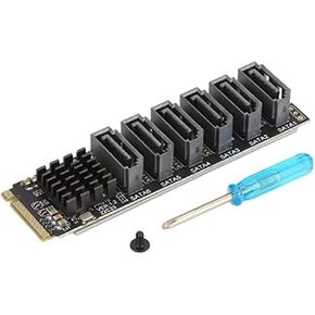 M.2 to SATA Expansion Card 5-Port 6Gbps, PCIe 3.0 x2 16Gbps Adapter with Advanced Controller Chip, Aluminum Heat Sink, Smart LED Indicator, Plug and Play, Windows Linux Compatible in Saudi Arabia