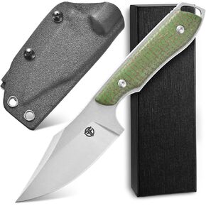 FF111 Fixed Blade Knife, 14C28N Black Stonewashed Steel Blade Carbon Fiber Handle Full Tang Knife with Sheath for Outdoor Camping Hunting Working (Black) in Saudi Arabia